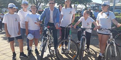 Kirkovolı öğrenciler bisiklet sürme yarışmasına katıldı